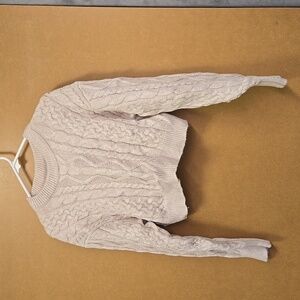 Garage Size S Oatmeal Cropped Cable Knit Sweater